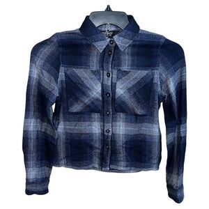 Topshop Petite Shirt Women’s Size 4 Petite Blue Button Front Long Sleeve Flannel